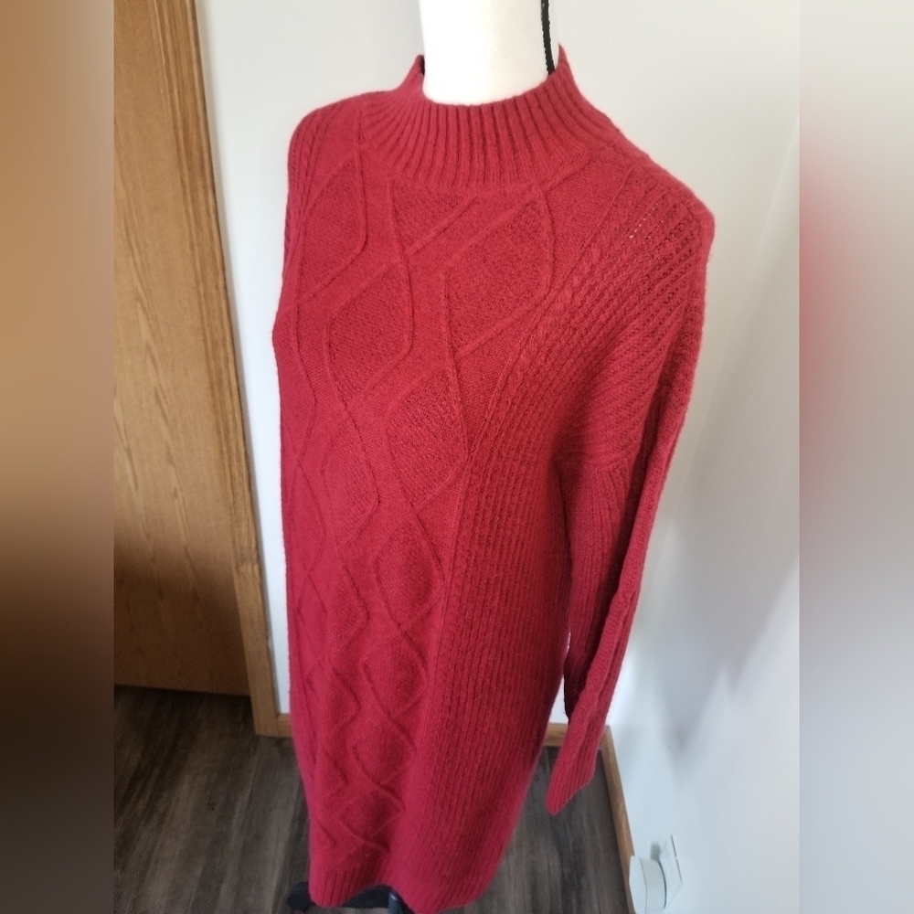 Loft Wool Blend Cable Knit Sweater Dress - Picture 3 of 5
